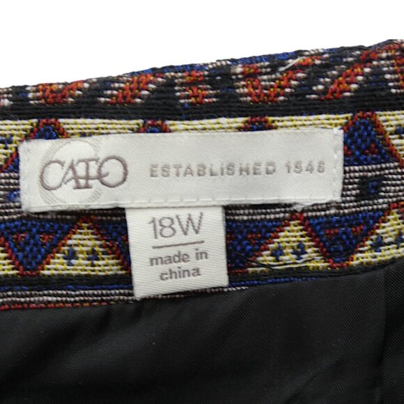 Cato 18W Tapestry A-Line Skirt Aztec Tribal Geometric Pattern Fall Boho Chic - Picture 5 of 7